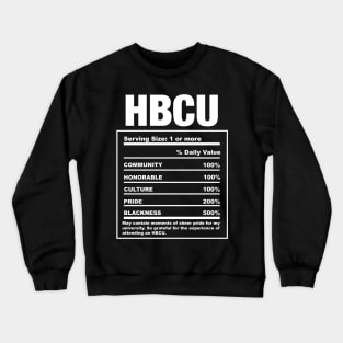 HBCU Nutrition Facts Funny Crewneck Sweatshirt